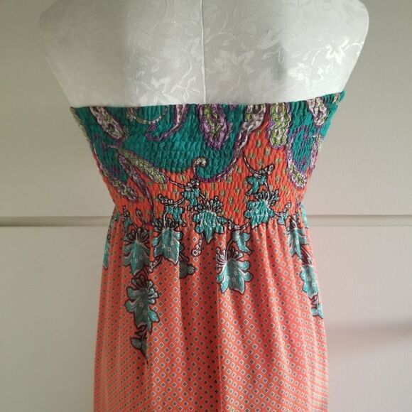 One Clothing Orange&Teal tube Maxi dress. Sz. S - Picture 4 of 5